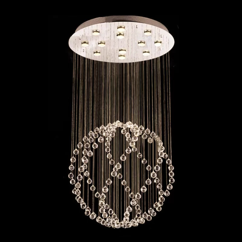Twisted Crystal Orb Flush Light Modern 12-Head Stainless Steel Ceiling Mounted Lamp
