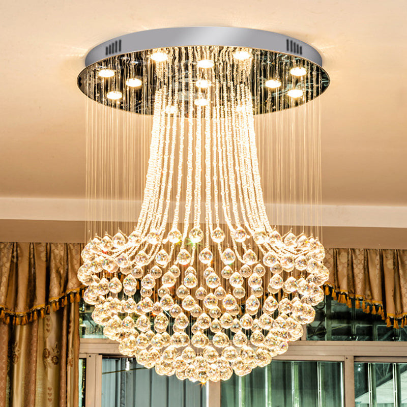 Crystal Mushroom Flush Mount Contemporary 13 Lights Flushmount Ceiling Lamp in Edelstahl