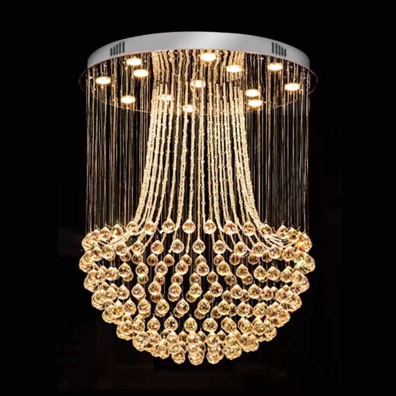 Crystal Mushroom Flush Mount Contemporary 13 Lights Flushmount Ceiling Lamp in Edelstahl