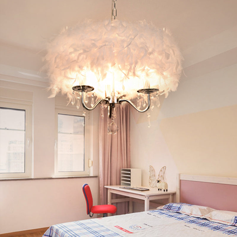 Weiß/Chrom -Kandelabra Kronleuchter modern