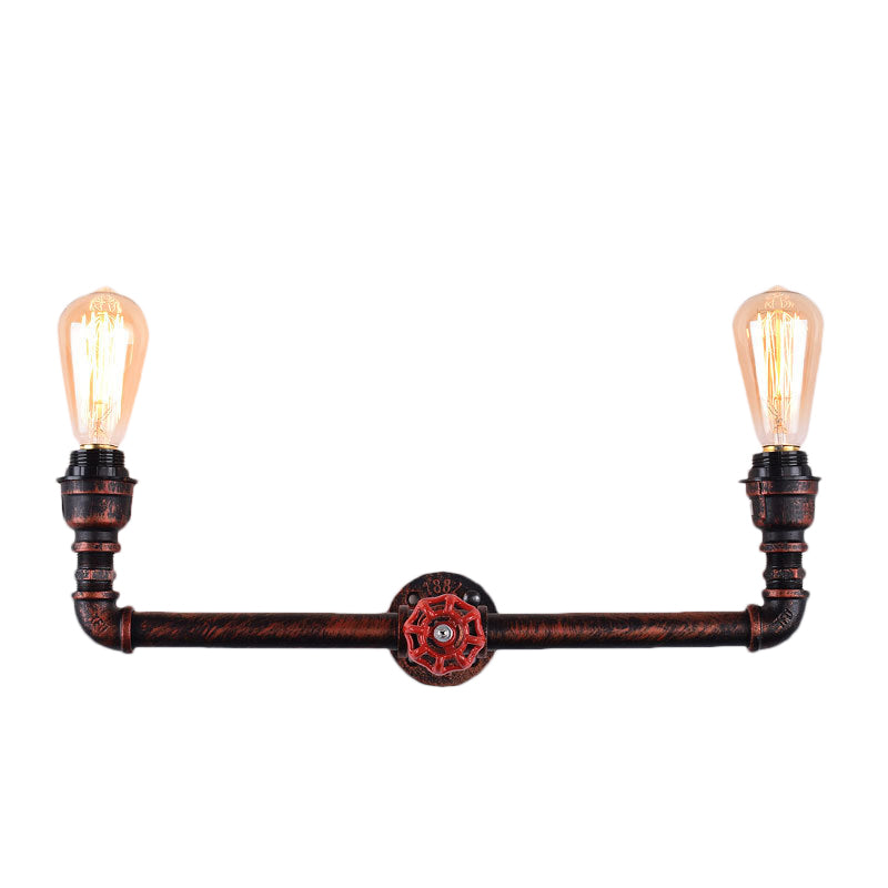 Tipada de pared de medidas de presión de 2 luces Ligera de cobre de cobre de cobre industrial para interiores, 20.5 "/21.5" de ancho