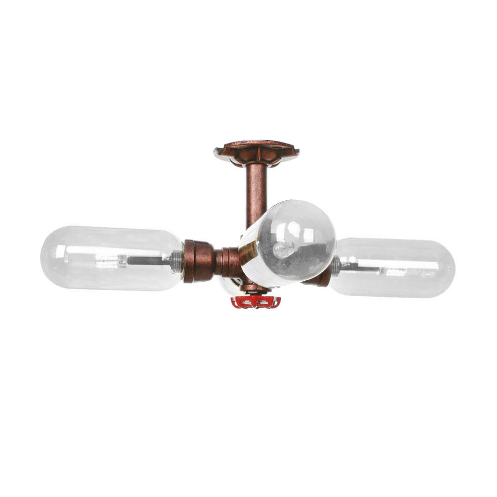 Antiguo Cobre Sputnik Semi Flush Light Vintage Clear Glass 4/6 Ligero Comedor Cosco de iluminación con diseño de tubería