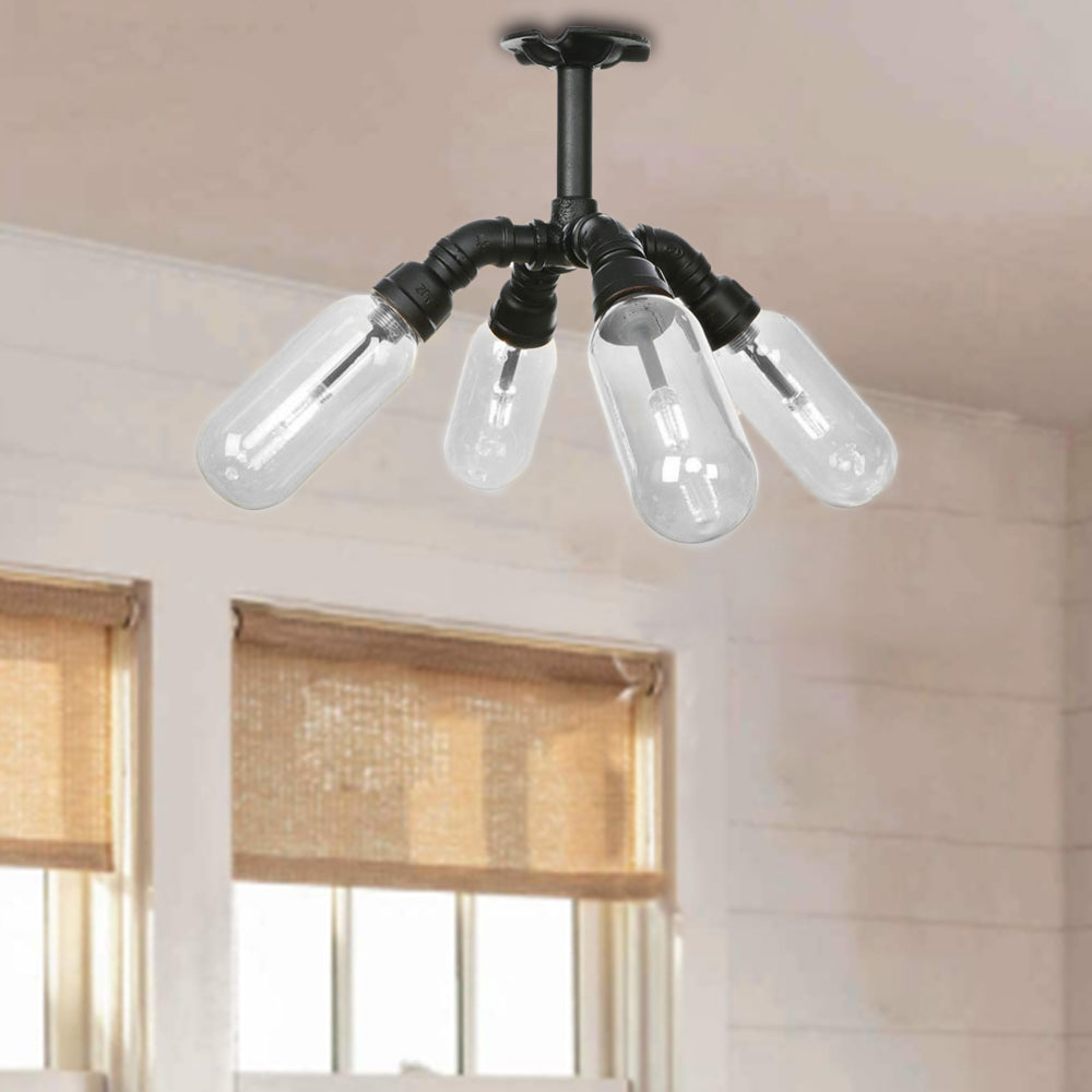 Black Sconce Light Industrial Metal 4/5/6 Light Capsule Shade Wall Lighting Freet per soggiorno con design del tubo