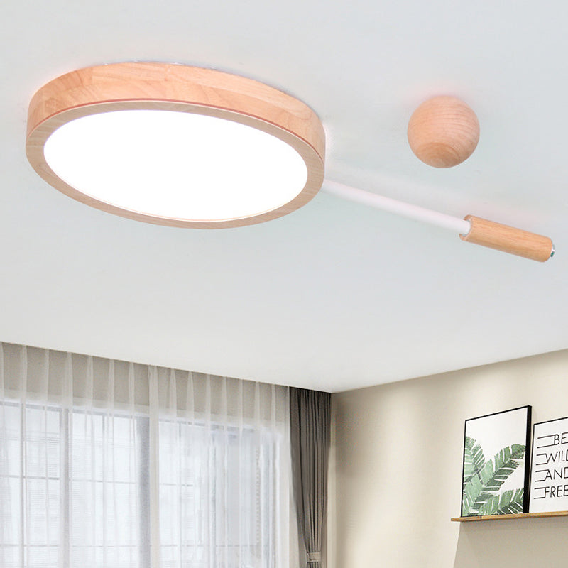 Plafonnier LED en forme de tennis créatif en acrylique et bois en beige pour la maternelle