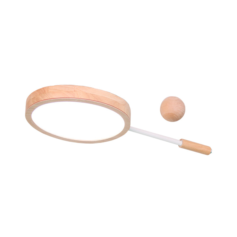 Plafonnier LED en forme de tennis créatif en acrylique et bois en beige pour la maternelle