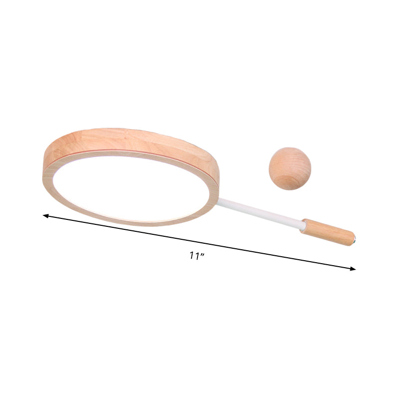 Plafonnier LED en forme de tennis créatif en acrylique et bois en beige pour la maternelle