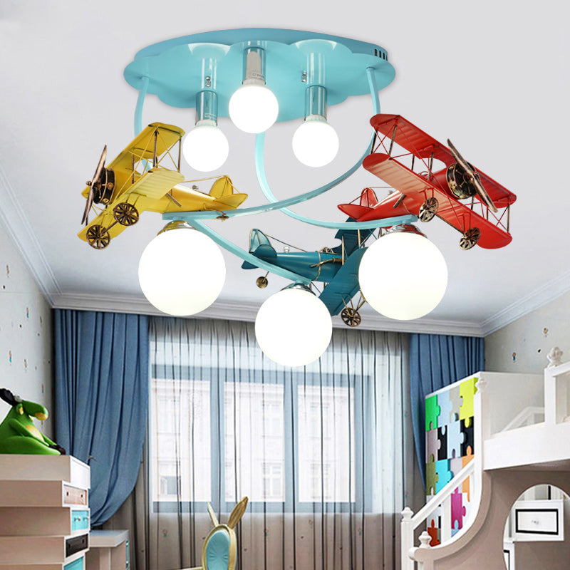 Jachtvliegtuig woonkamer spoeling montage plafond licht metalen cartoon plafond verlichtingsbeveiliging in blauw