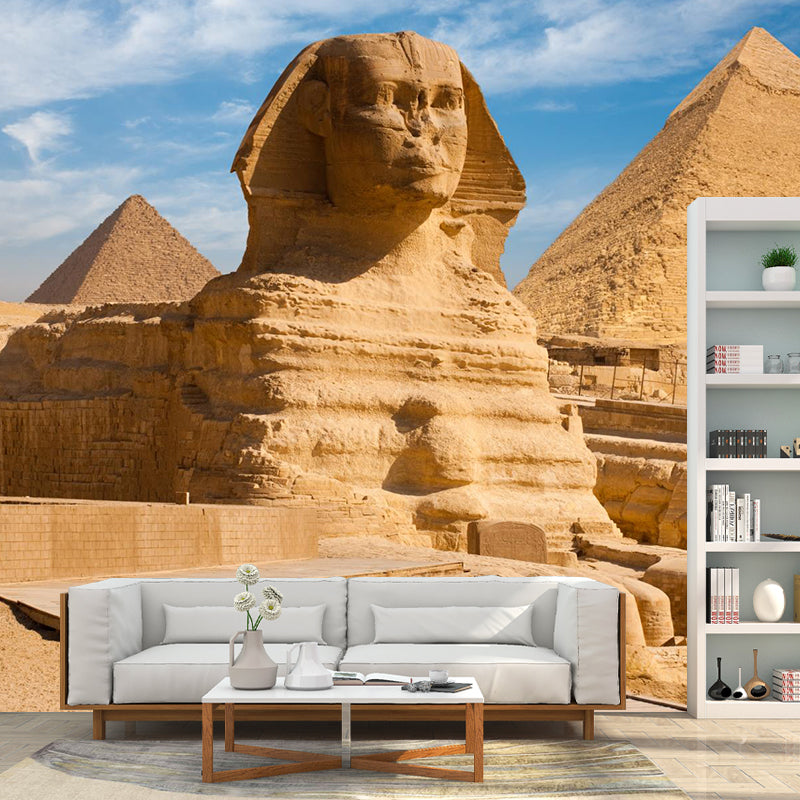 Egypt Giza Pyramid Group Mural Contemporary Stain-Proof Hallway Wall Decor, Custom-Made