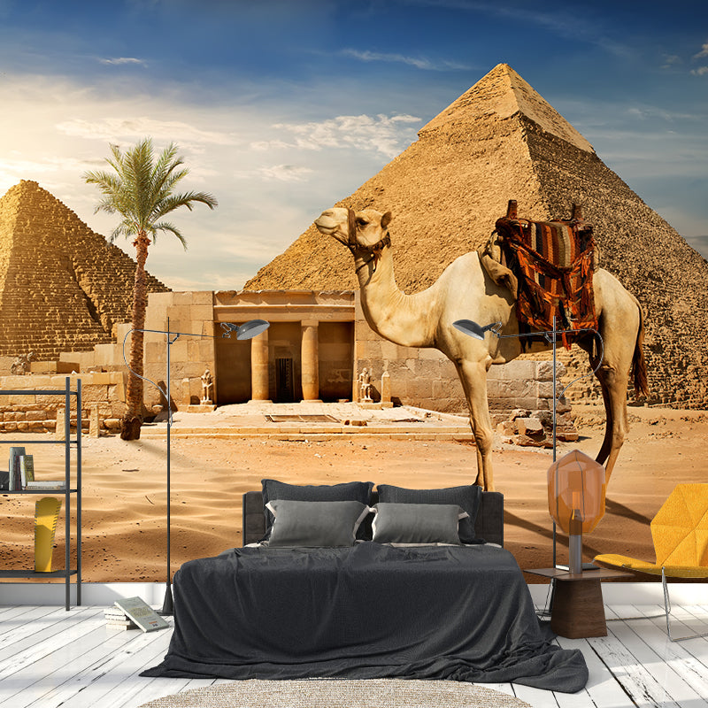 Egypt Giza Pyramid Group Mural Contemporary Stain-Proof Hallway Wall Decor, Custom-Made