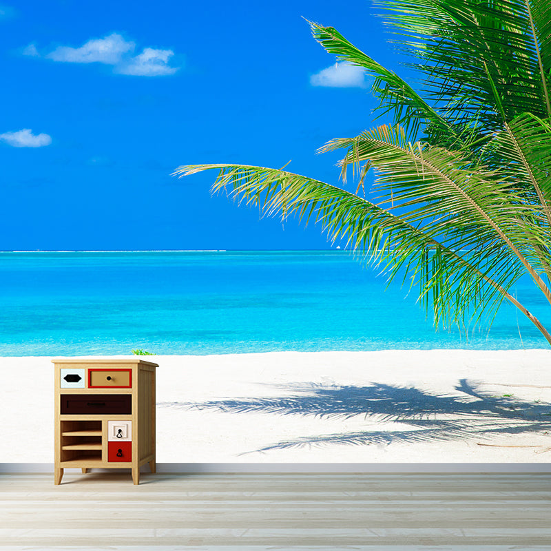 Stunning Beach Landscape Mural Wallpaper for Sitting Room, Soft Color, Custom Print