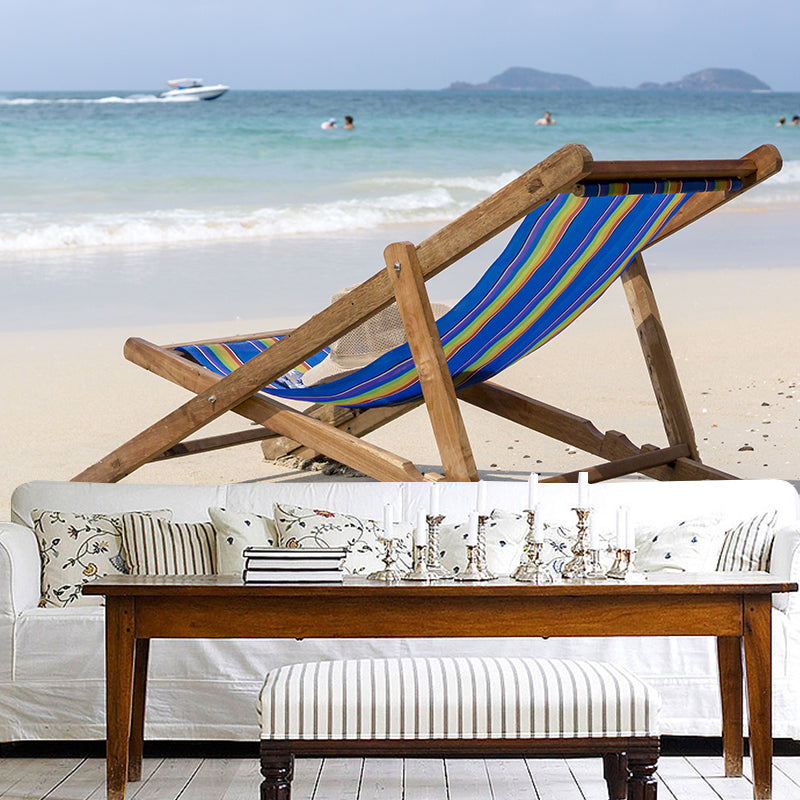 Large Beach Bench Wallpaper Mural Tropix Beautiful Seascape Wall Decor in Natural Color