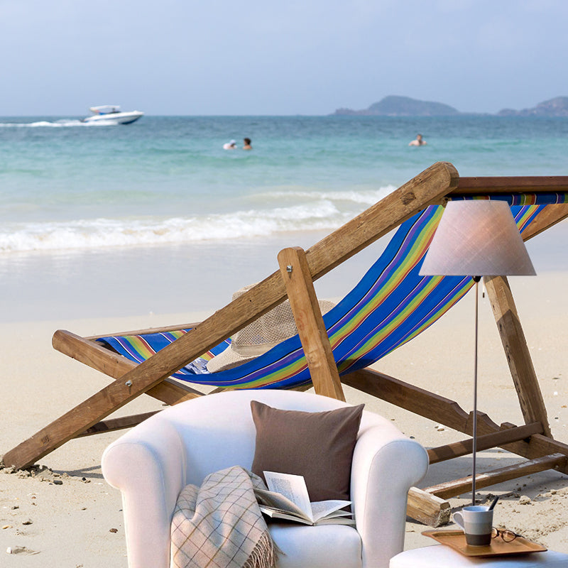 Large Beach Bench Wallpaper Mural Tropix Beautiful Seascape Wall Decor in Natural Color