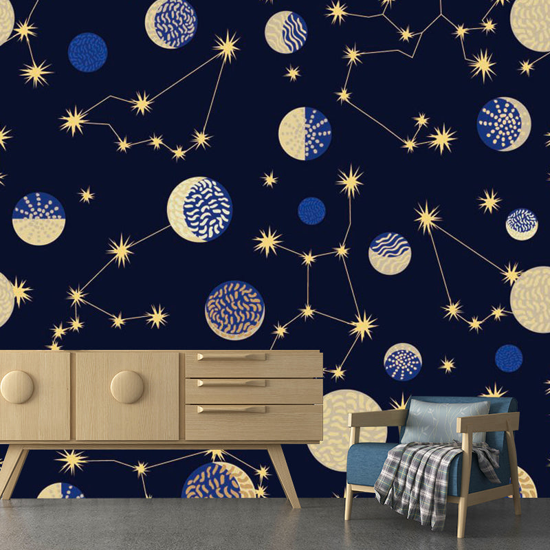 Clouding Pattern Mural Decal Pastel Color Contemporary Wall Covering for Living Room