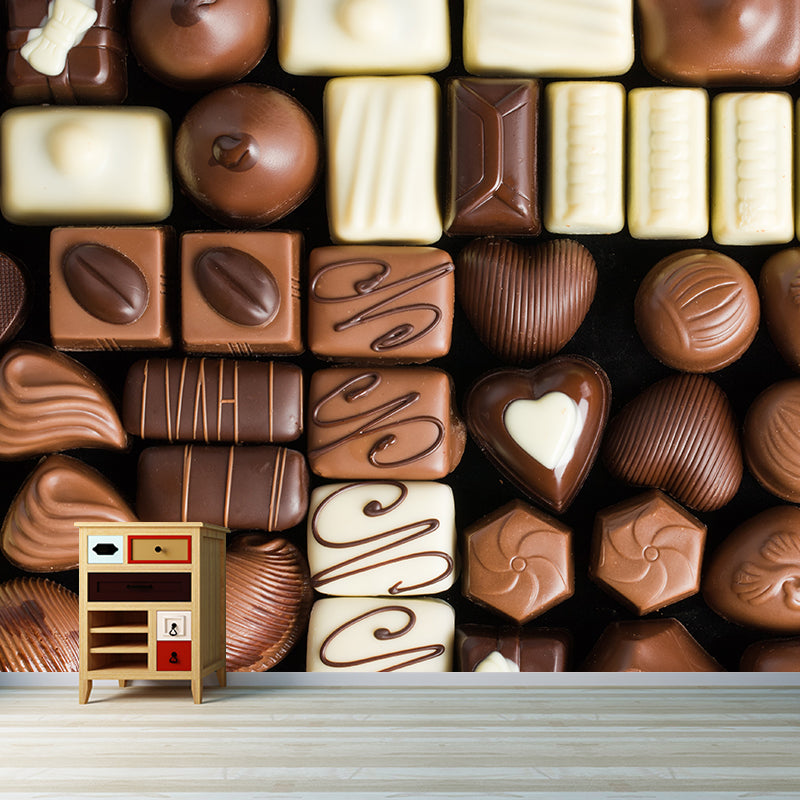 Chocolade muurschildering behang zachte kleur hedendaagse wandbekleding voor dessertwinkel