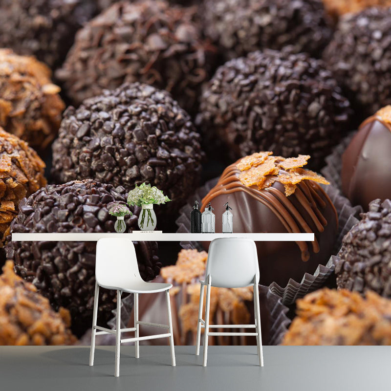 Soft Color Chocolate Painting Mural Decal Modern Stain-Proof Wall Covering for Shop