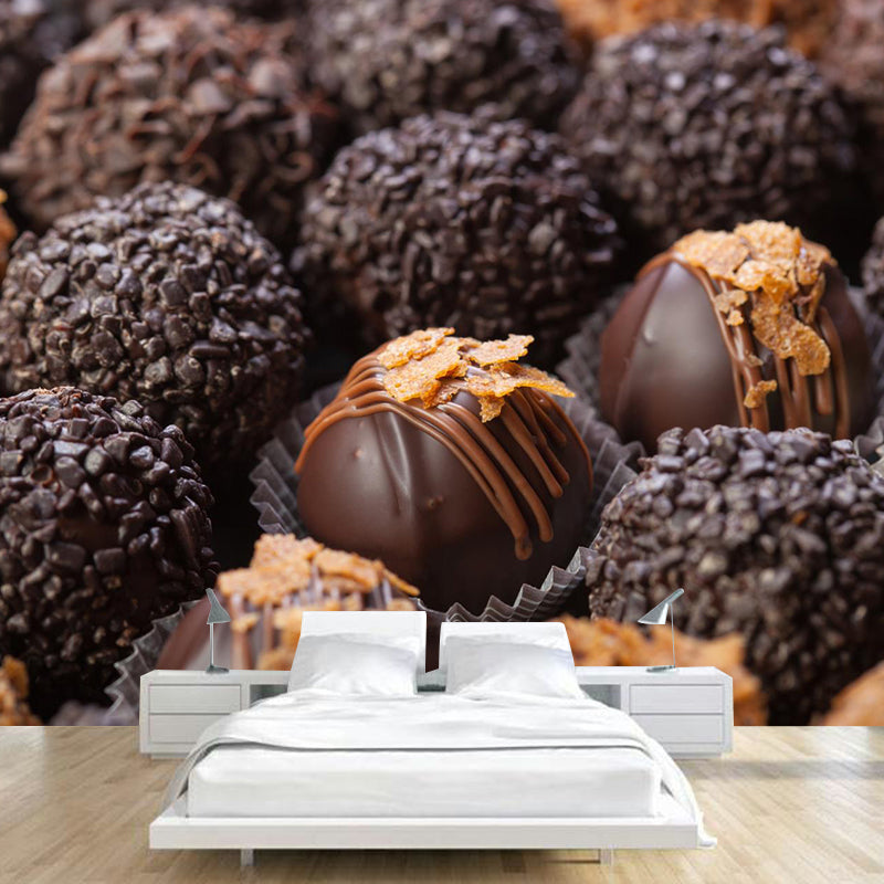 Soft Color Chocolate Painting Mural Decal Modern Stain-Proof Wall Covering for Shop