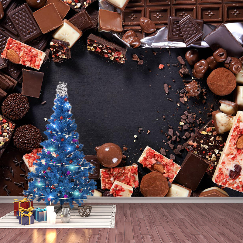 Soft Color Chocolate Painting Mural Decal Modern Stain-Proof Wall Covering for Shop