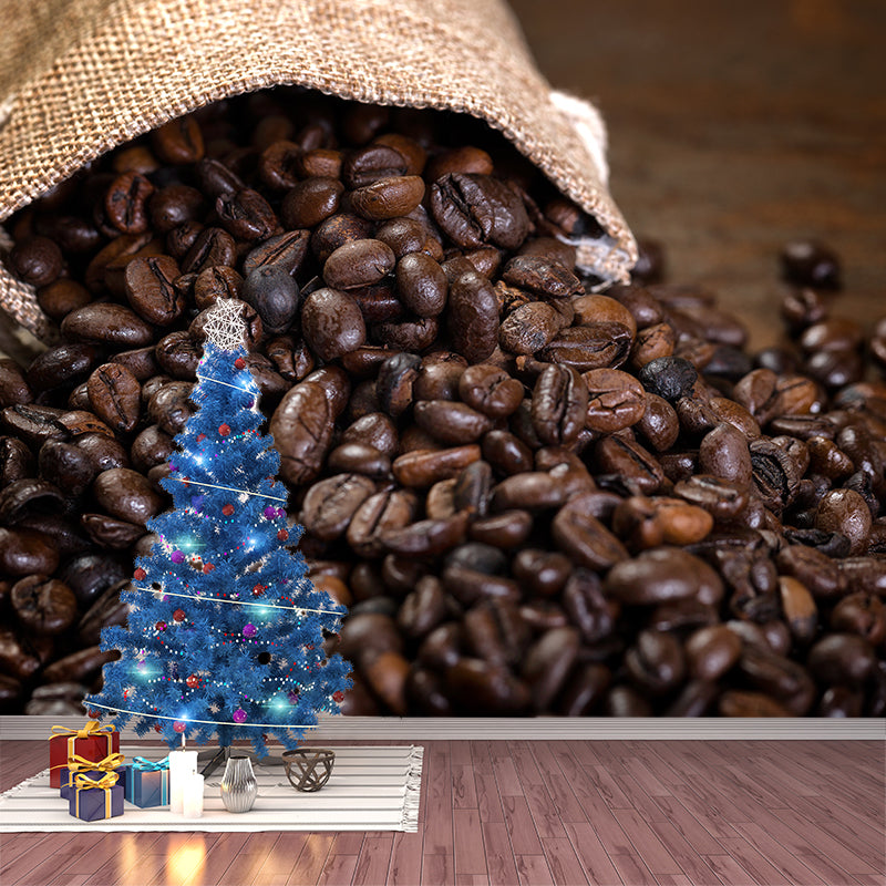 Non-Woven Decorative Wall Mural Modern Coffee Bean Wall Covering, Custom Printed