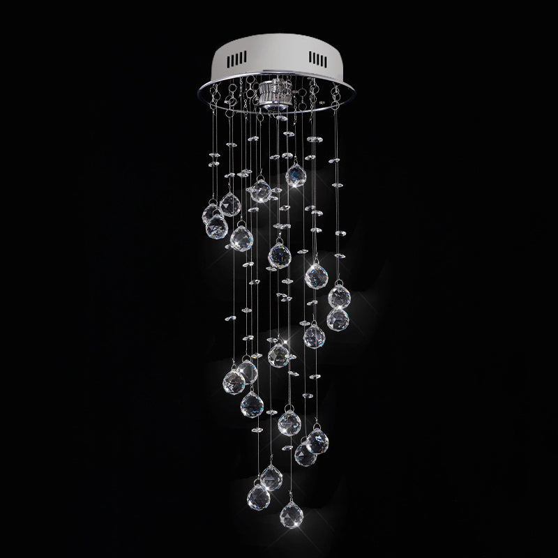 Geslepen kristallen spiraalvormige inbouwverlichting Moderne 1/3/6-koppige plafondinbouwlamp in roestvrij staal voor woonkamer