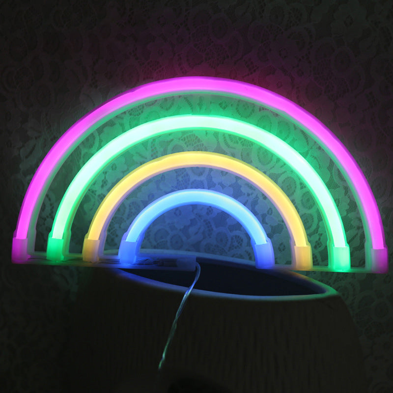 Rainbow Plastic Night Lamp Creative USB Powered LED White Wall Night Lighting for Bedside