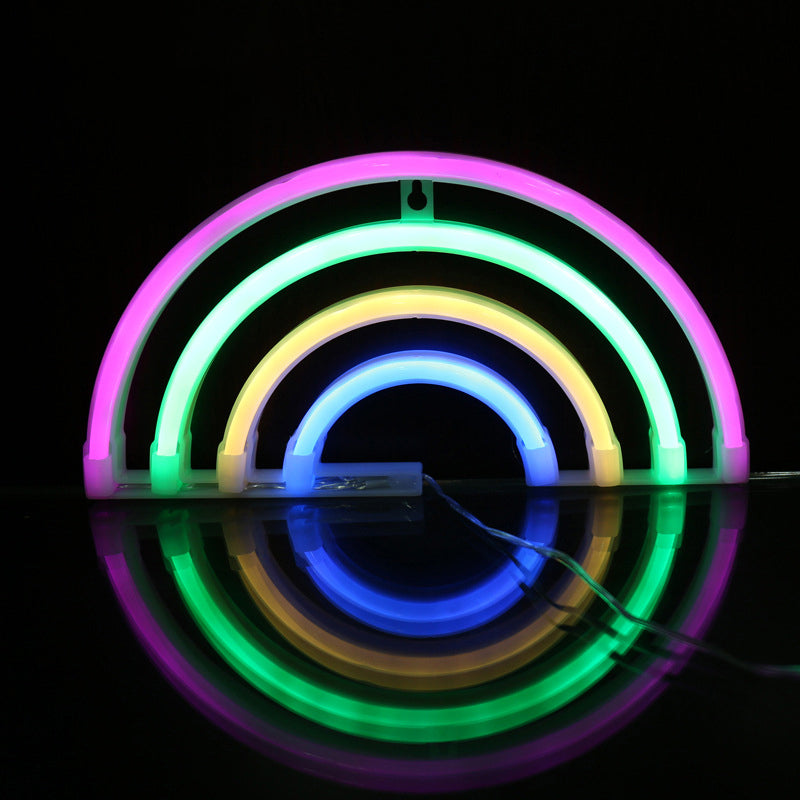 Lampada notturna di plastica arcobaleno creativa creativa illuminazione notturna a parete bianca a led USB per comodino