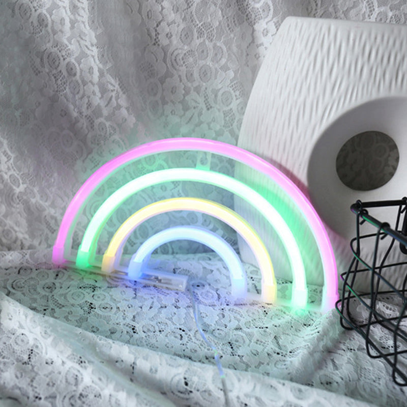 Lampada notturna di plastica arcobaleno creativa creativa illuminazione notturna a parete bianca a led USB per comodino