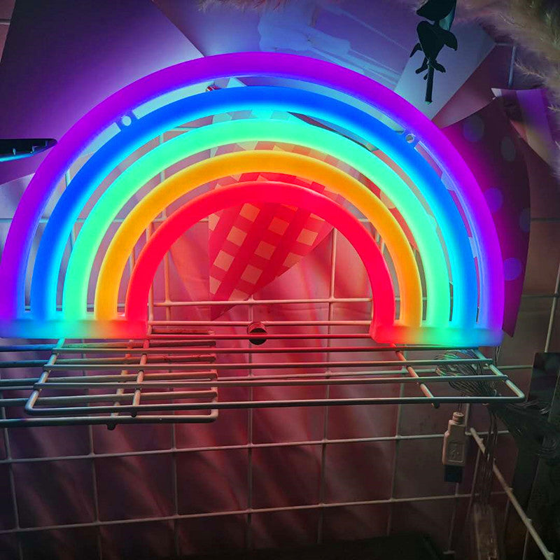 Plastic Rainbow Night Light Moderne stijl LED Wit Wall Night Lamp met USB-plug-in koord
