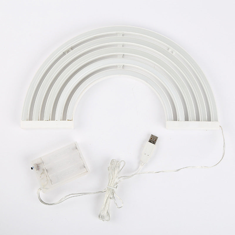 Plastic Rainbow Night Light Modern Style Led White White Wall Night Night Lámpara con cable de enchufe USB