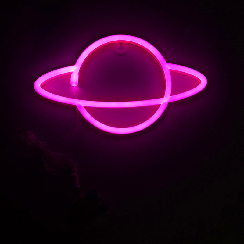 Iluminación de mesita de noche LED para niños Planeta blanca USB Luz nocturna de pared alimentada con sombra de plástico