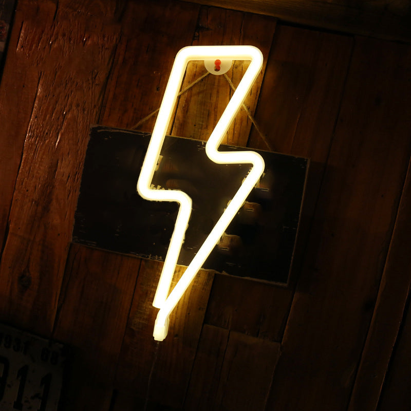 Cartoon Lightning Shaped Night Stand Light Plastic Kids Bedroom LED Night Lighting in White