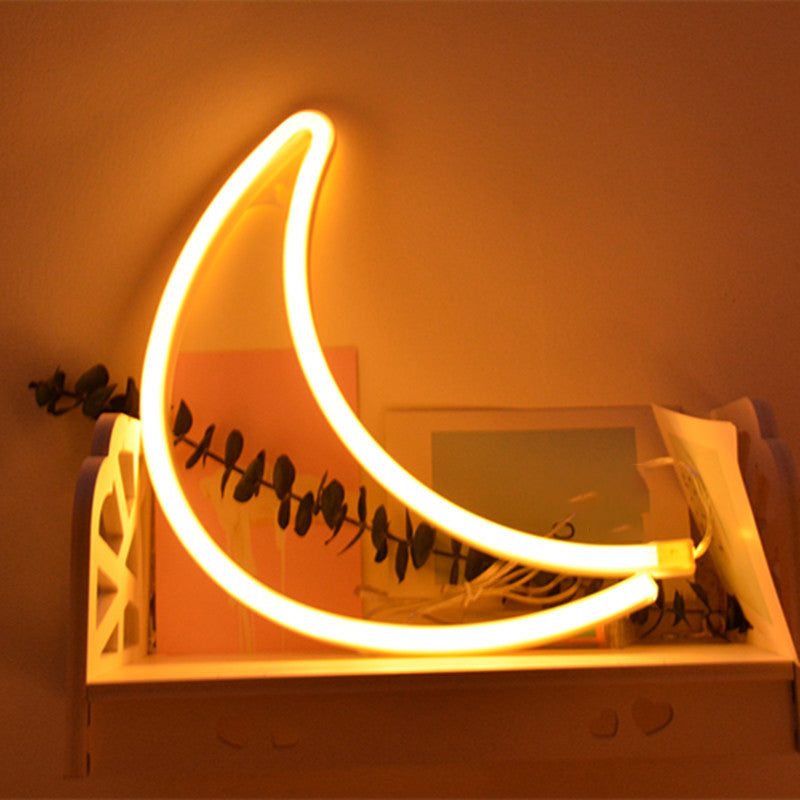 Plastic Crescent USB Wall Lighting Modern Style LED Nightstand Lamp in White for Girls Room