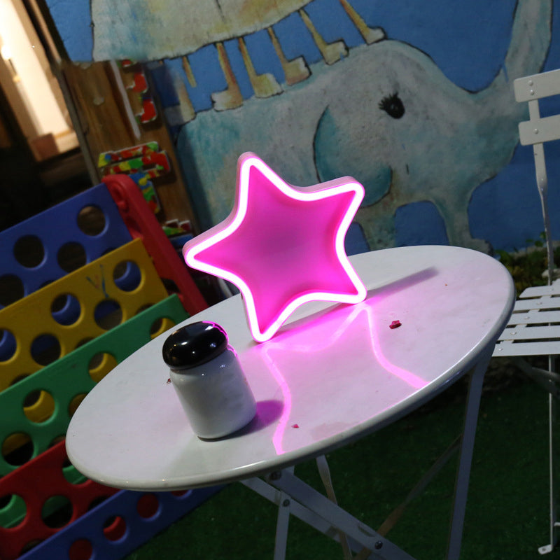 Lámpara de iluminación nocturna de habitación de chicas dibujos animados de caricatura de color nocturna blanca con sombra de plástico de estrellas