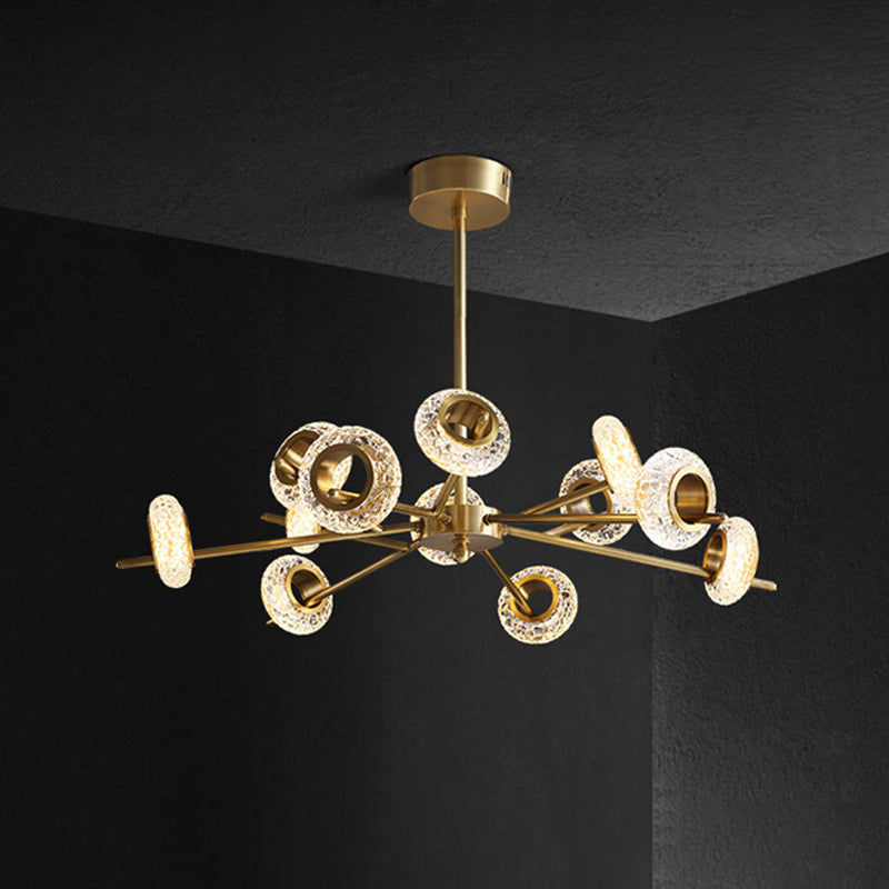 8/12/18-Köpfen Circlet Kronleuchter leichter postmoderner Messing geschnitzter Kristallhängeanhänger für Wohnzimmer