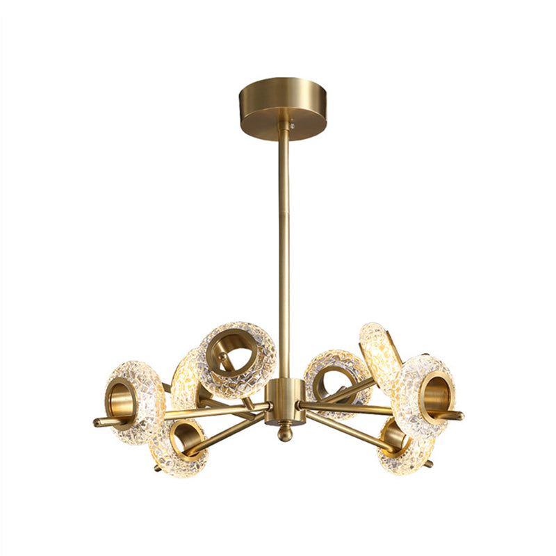 8/12/18-Köpfen Circlet Kronleuchter leichter postmoderner Messing geschnitzter Kristallhängeanhänger für Wohnzimmer