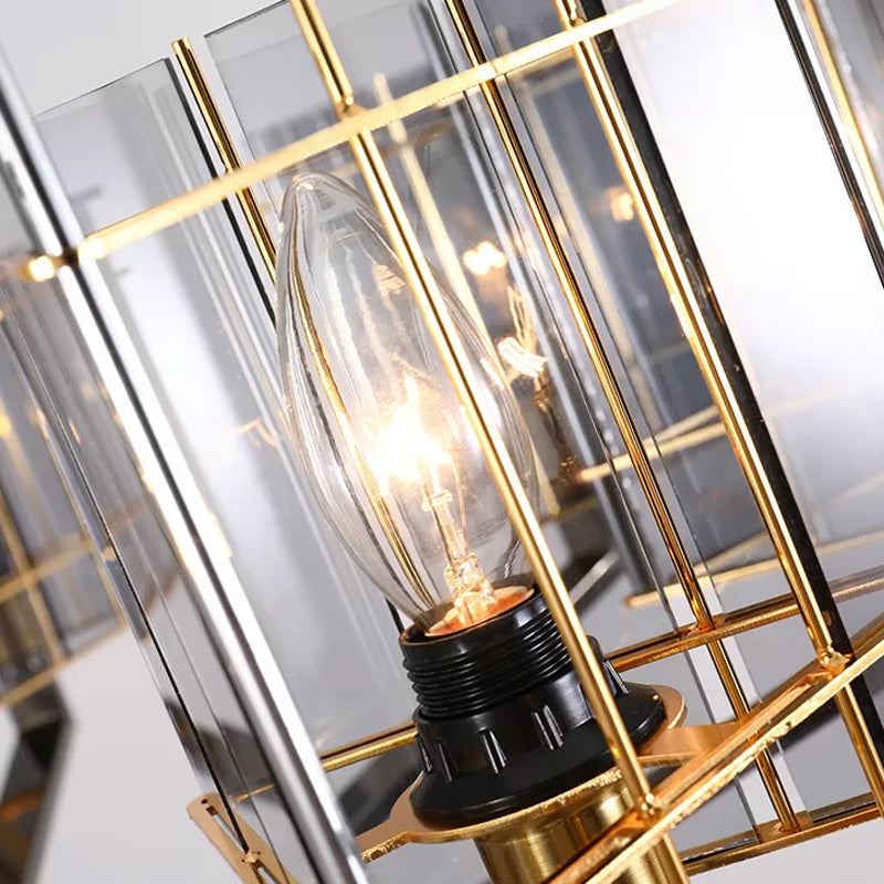 Fumo grigio grigio vetro lampadario argento prisma 3/6/8 teste postemoderne lampada sospesa