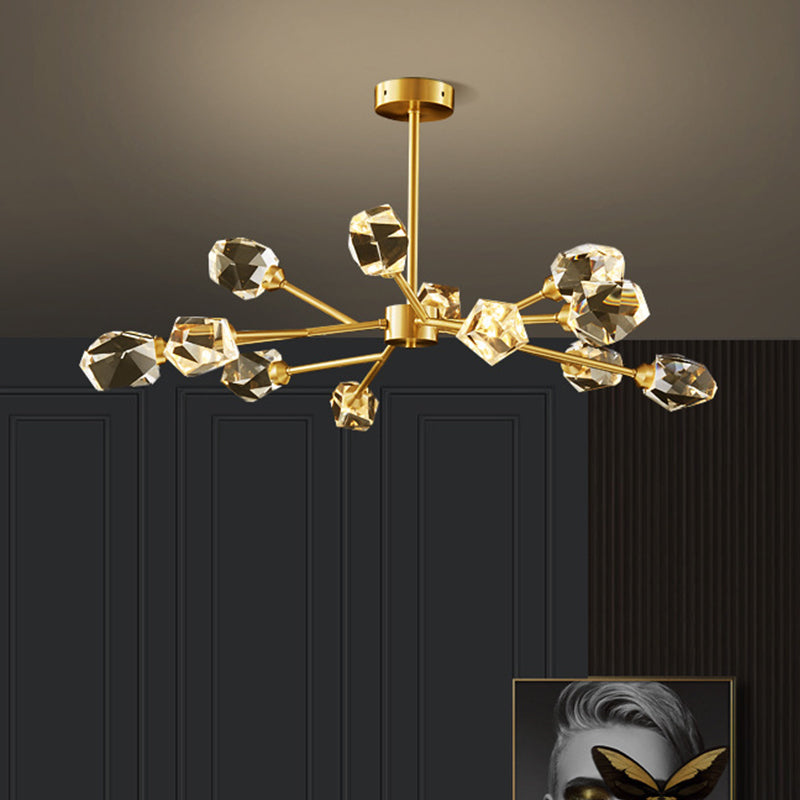 K9 Crystal Gem Chandelier Post-Modern 6/9/18-Head Living Room Ceiling Suspension Lamp in Gold