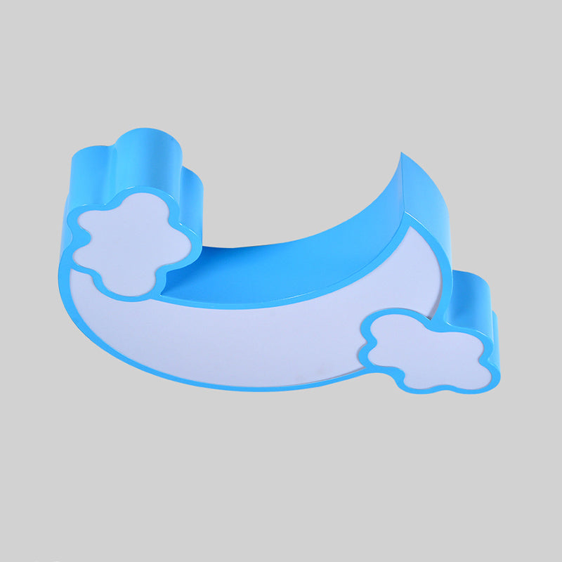 Moon Bedroom Flush Mount Fixture LED crylique Simplicité Ceiling Éclairage en bleu