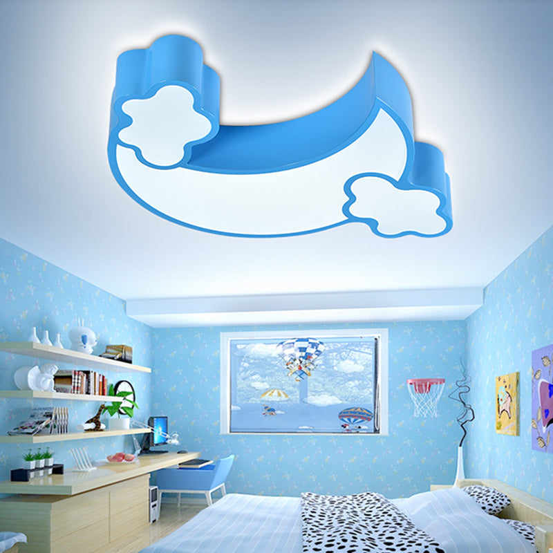 Moon Bedroom Flush Mount Fixture LED crylique Simplicité Ceiling Éclairage en bleu