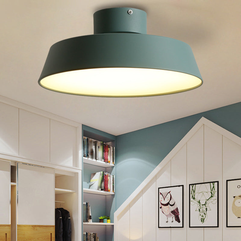 Dining Room LED Semi Flush Light Simplicity Metal Ceiling Lighting with Barn Acrylic Shade