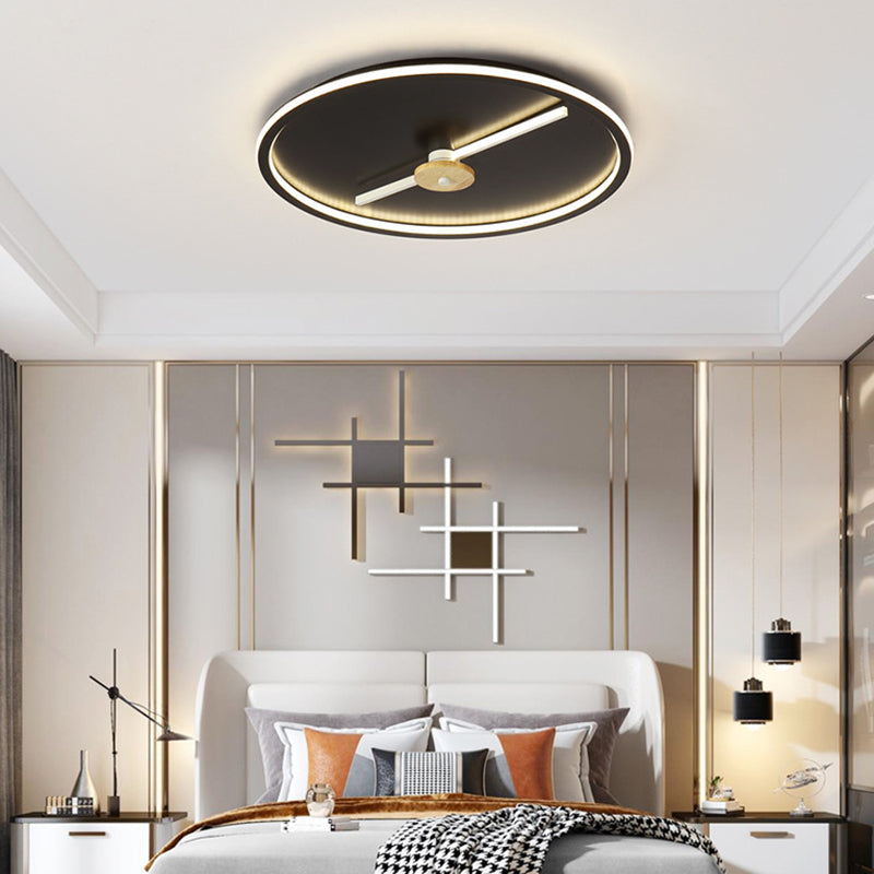 Clock Shaped Flush Mount Lamp Simple Acrylic LED Bedroom Close to Ceiling Light