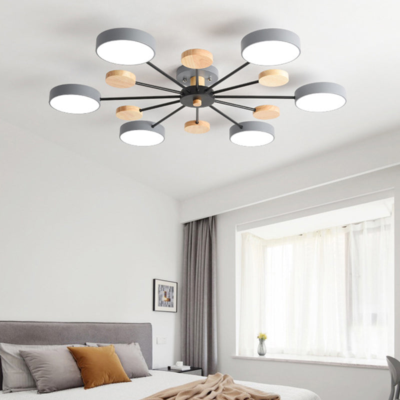 Branching Semi Flush Mount Light Simple Acrylic Bedroom Wood Close to Ceiling Lamp