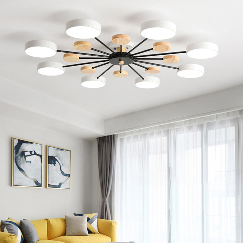 Branching Semi Flush Mount Light Simple Acrylic Bedroom Wood Close to Ceiling Lamp