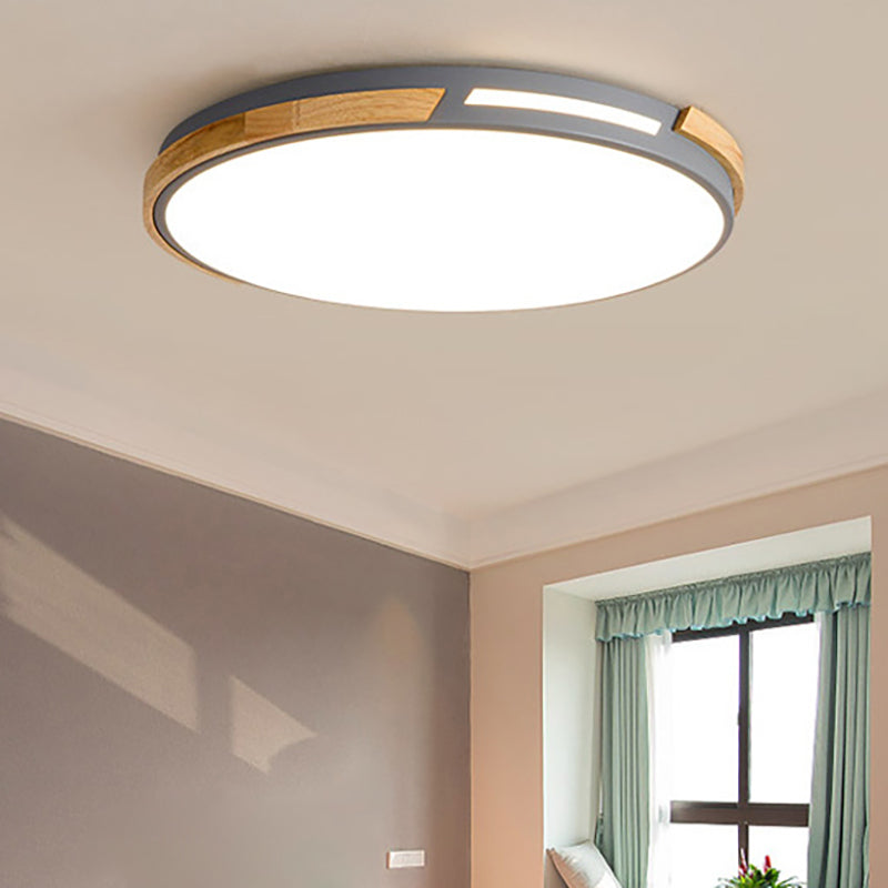 Acryl Grau/Grün Runde Unterputzleuchte LED-Deckenleuchte im nordischen Stil für Wohnzimmer Schlafzimmer, 12"/16"/19,5" W