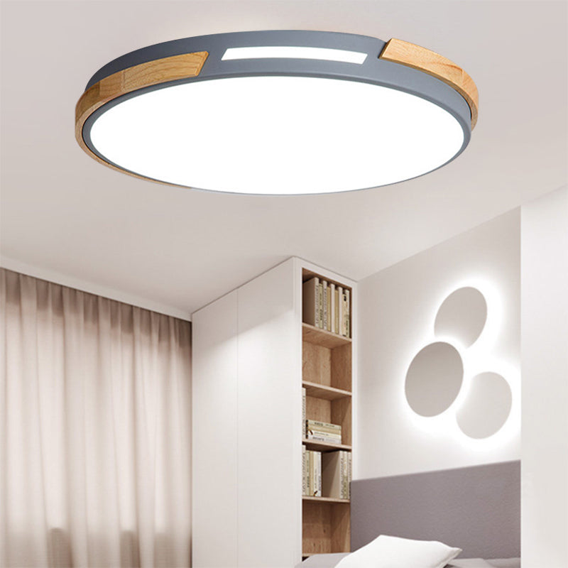 Acrylic Gray/Green Circular Flush Mount Light Nordic Style LED Ceiling Light Fixture for Living Room Bedroom, 12"/16"/19.5" W