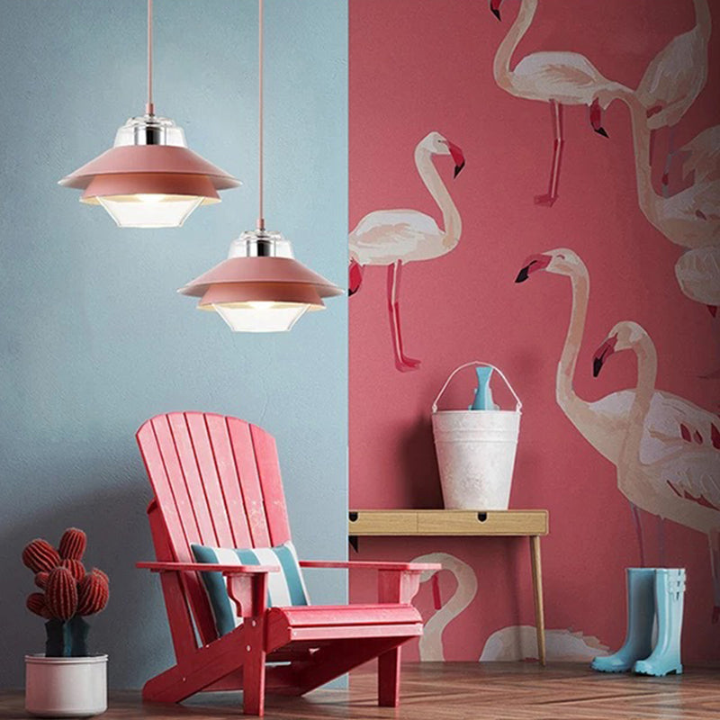 Three-Tiered Metal Drop Pendant Minimal 1 Light Suspension Light for Dining Room