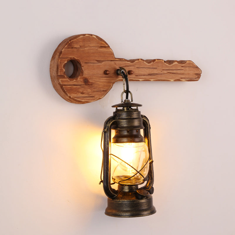 1 Bulbe Kérosène Mur Moup de lampe industrielle Brown Grown Glass Enter