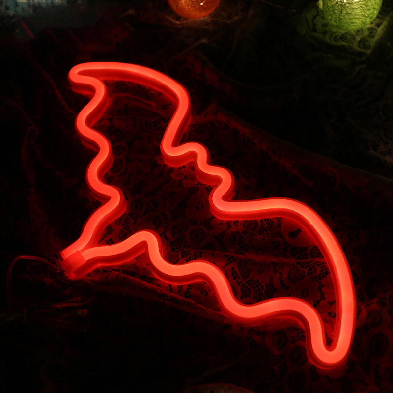 Lampada per batteria di plastica contemporanea a forma di night a forma di pipistrello bianco.