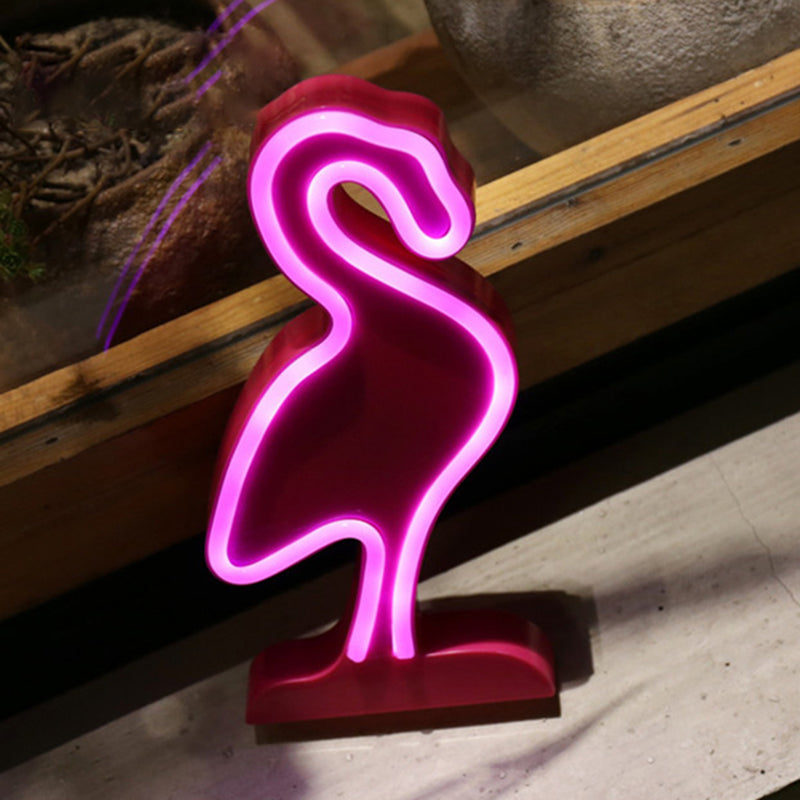 Flamingo Wall Night Lighting Minimalist Plastic LED Bedroom Nightstand Lamp in White