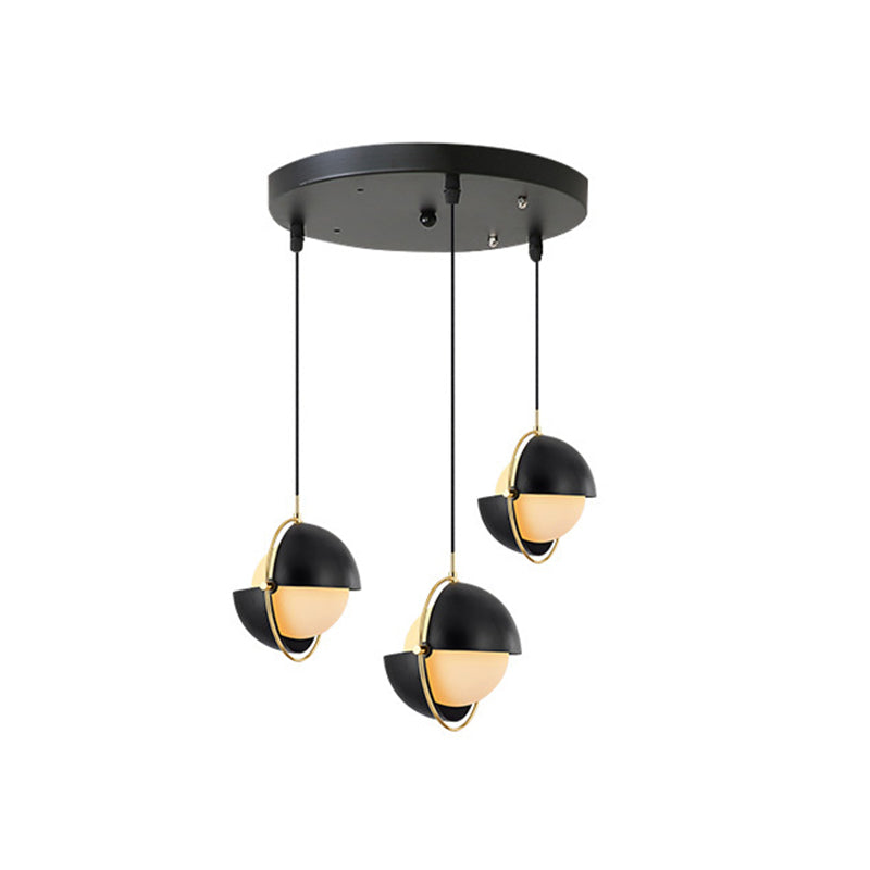 Eenvoudige 3 bollen multi -light hangers bolvormig verstelbare hanglichtset met melkachtige glazen schaduw