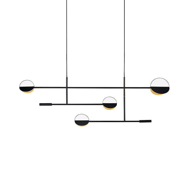 Metal Disc Island Lighting Contemporary 4 Bulbs Black Finish Pendant Light Fixture